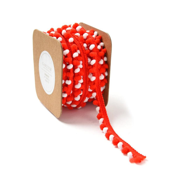 5 Yards Red Pom Pom Ribbon Trim / Gift Packaging / Gift Wrap / Pom Pom Yarn