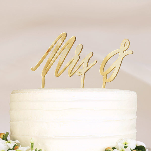 Mid Mod Mr & Mrs 2024 Cake Topper - Gold Metallic Marketplace Cake  Toppers by undefined