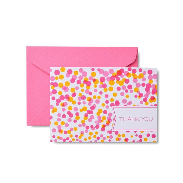 Watercolor Paper Clips and Polkadots Pink Greeting Cards and Envelopes Pack  of 8, A7 - Harris Teeter