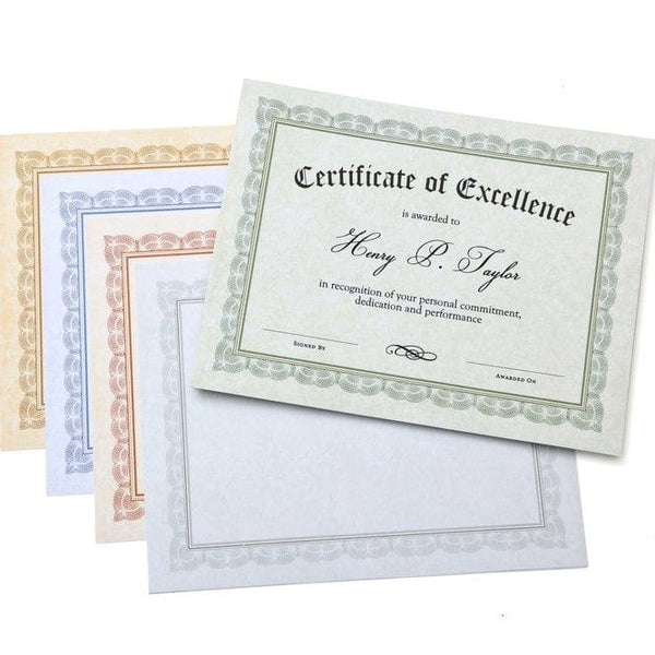 Green Border Paper Certificates - 100 Count