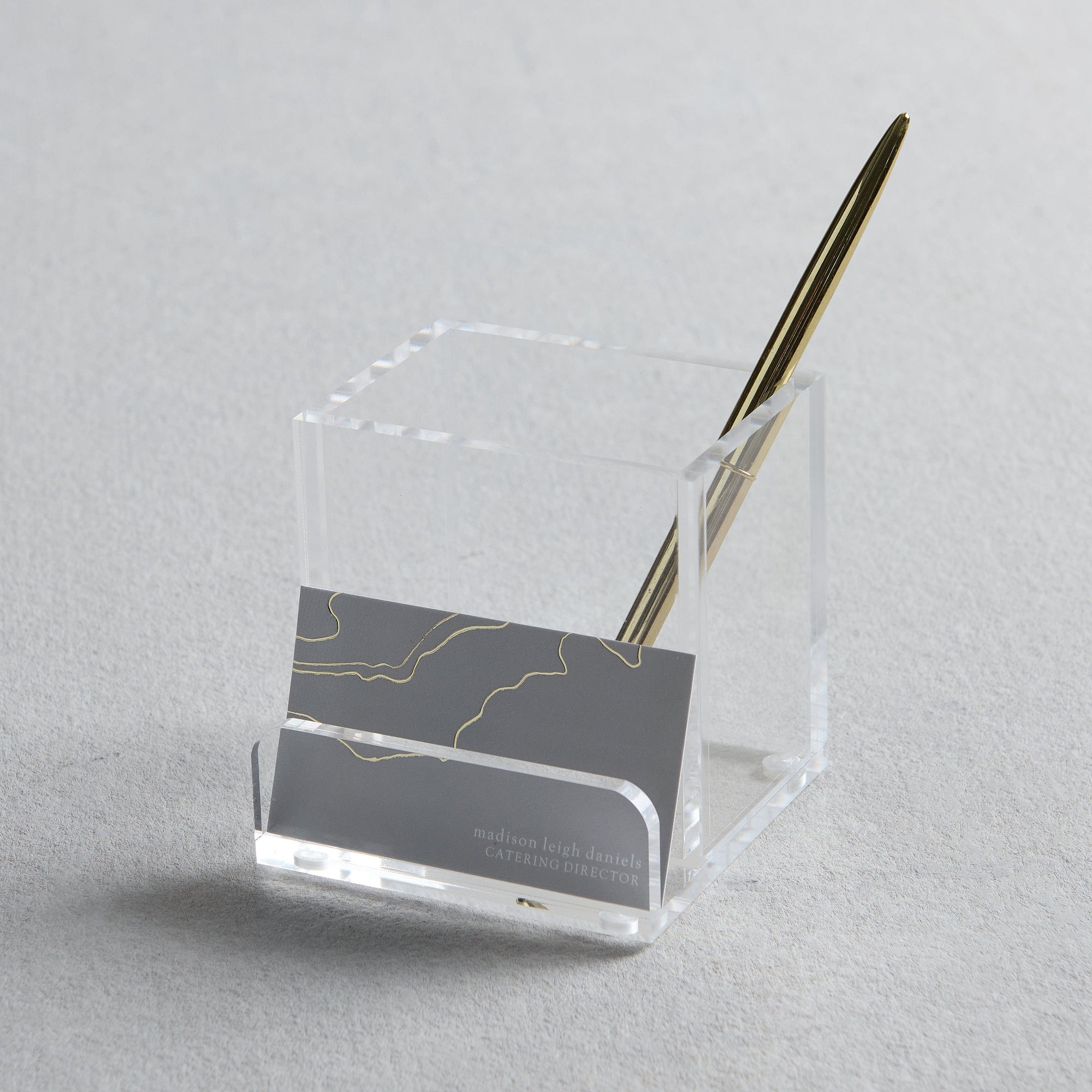 Acrylic Pencil Cup - Desktop Organizer with Business Card Holder Gartner Studios Organizer 100391