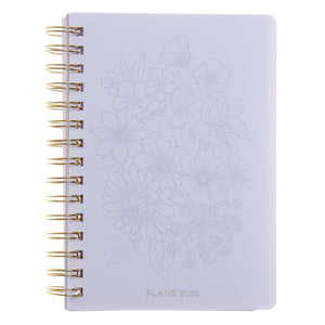 Monthly + Weekly Planner - Flower Gray Floral - January-December 2025 Gartner Studios Planner 100889