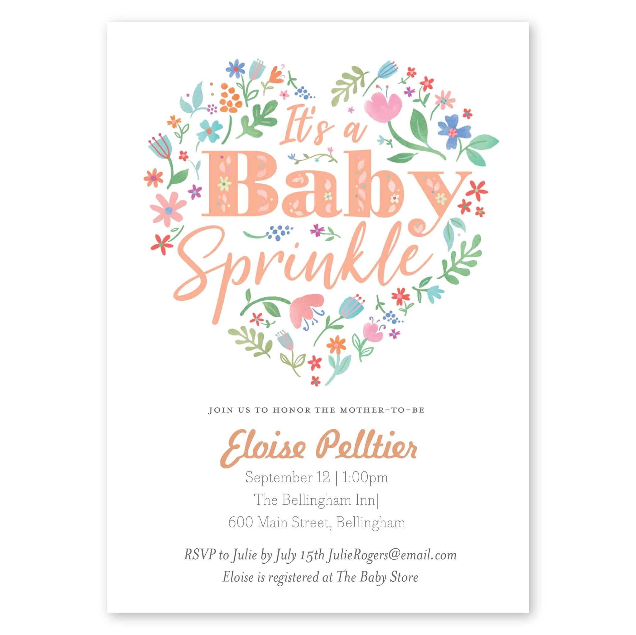 Floral Baby Shower Invitation - Brown Paper Studios