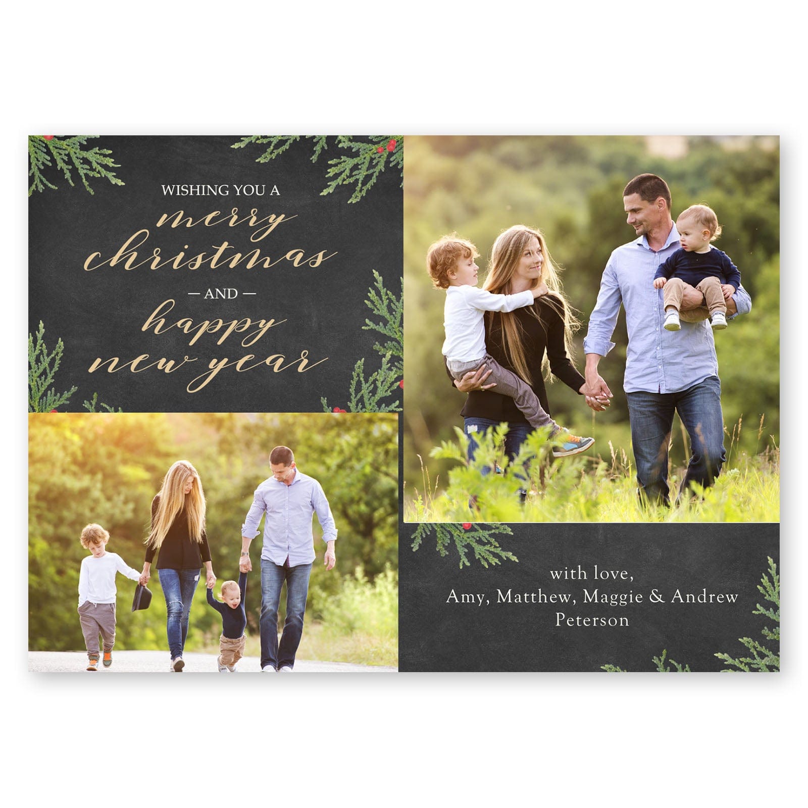 Custom Christmas & Holiday Cards, Christmas Sprigs Script