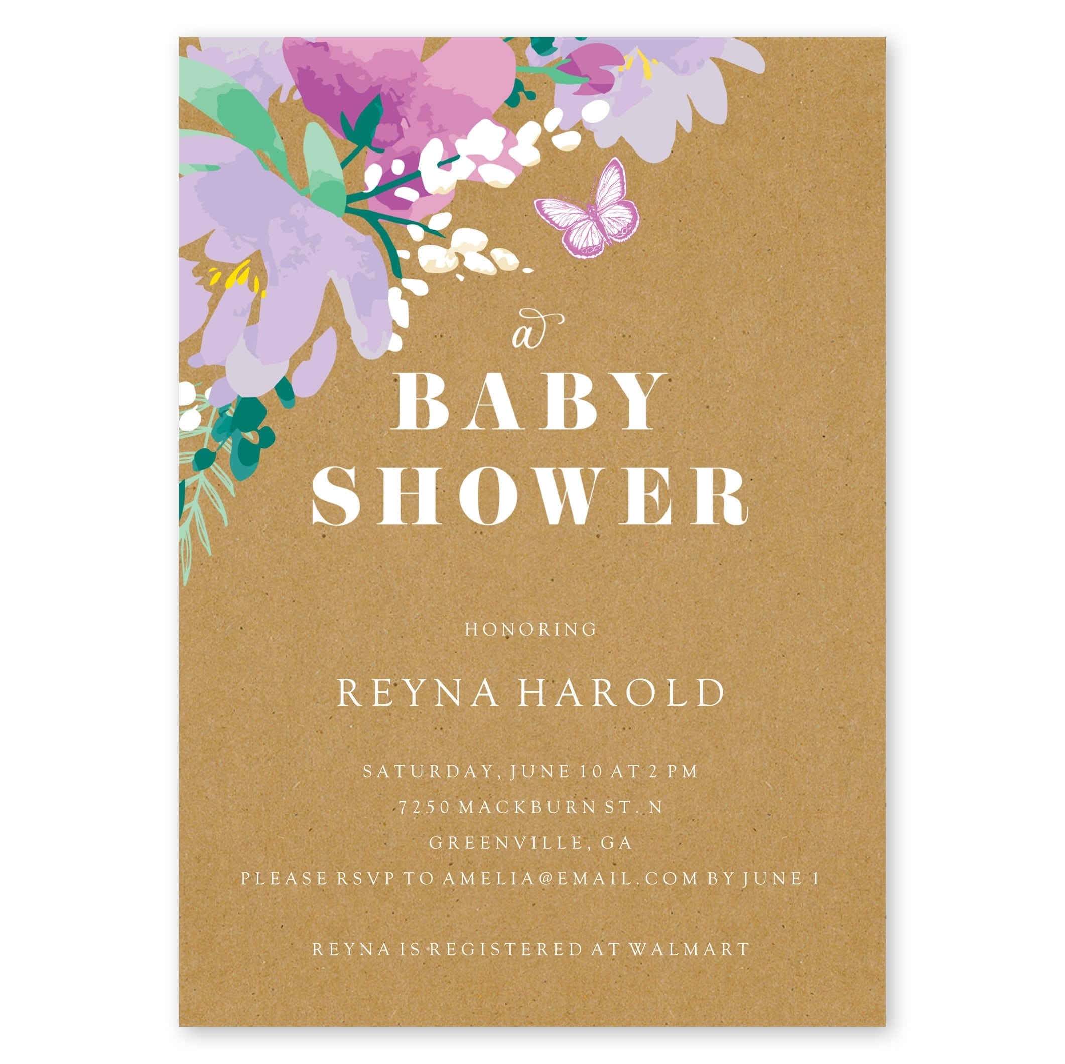 Lavender baby hot sale shower invitations