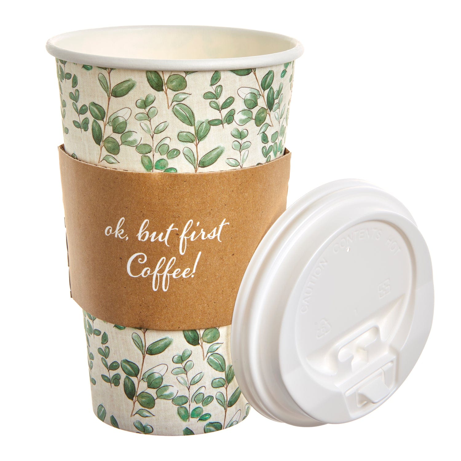 16 oz. Fall Harvest Design Disposable Paper Coffee Cups with Lids