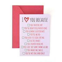 I Love You Because' Valentine's Day Card With Gold Foil | Gartner Studios