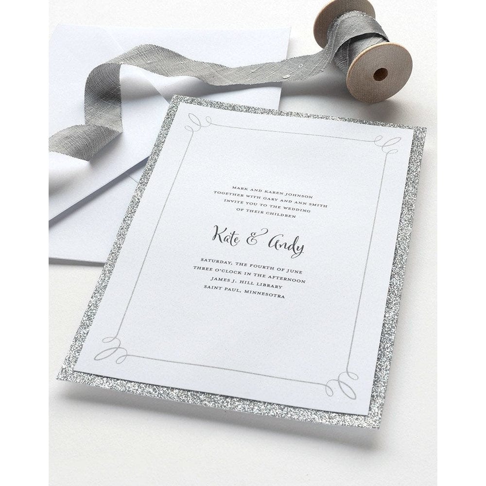 White and Gold Glittering Graduation, Blank Invitations with