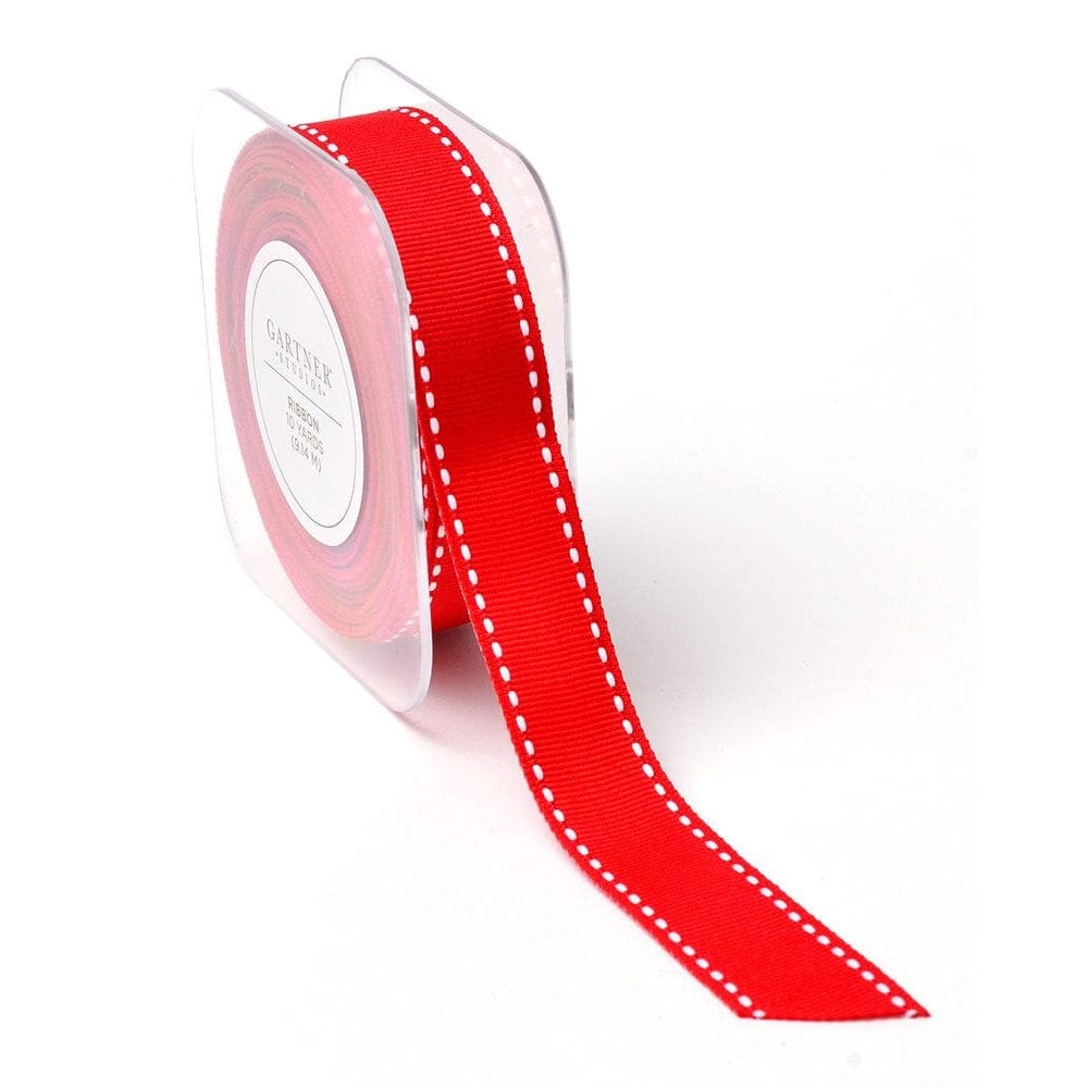 Red and White Pinstripes Fabric Awareness Ribbons - 250 ribbons / bag